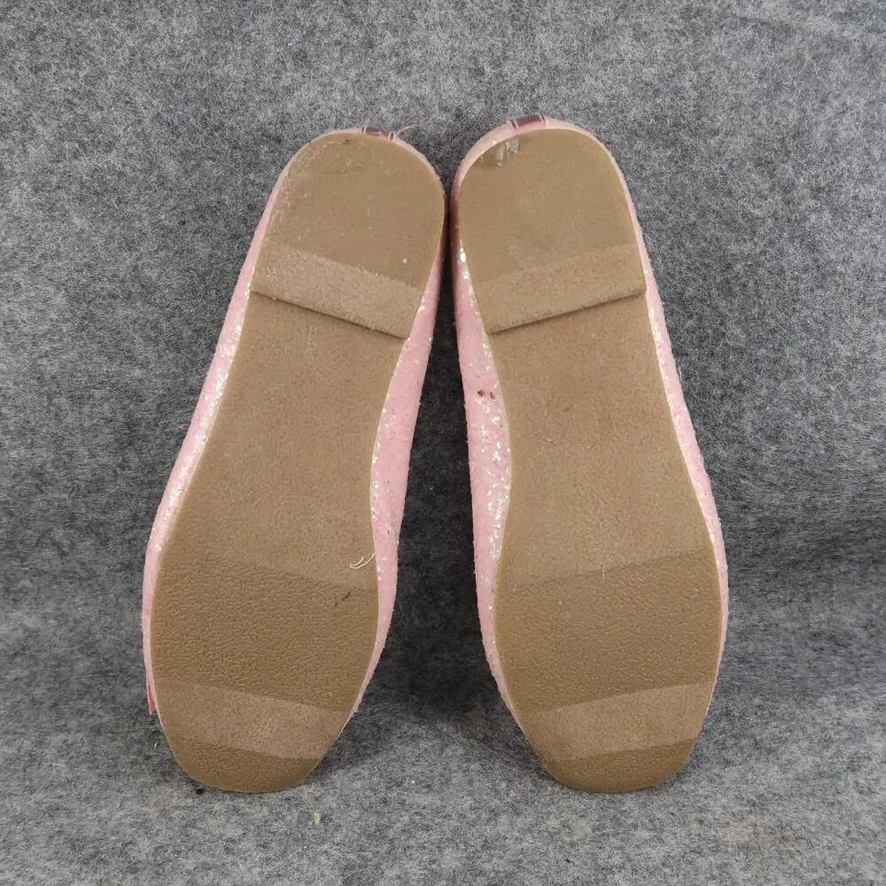 Crazy 8 Shoes Kids Girls 2 Ballet Flats Elastic Straps Pink Glitter Slip On Bow